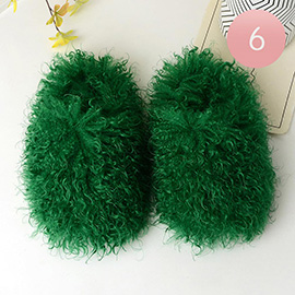 6Pairs - Fluffy Curly Fleece Faux Fur Indoor Floor Slippers