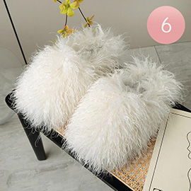 6Pairs - Fluffy Curly Fleece Faux Fur Indoor Floor Slippers