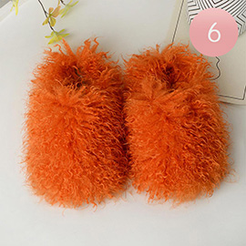 6Pairs - Fluffy Curly Fleece Faux Fur Indoor Floor Slippers