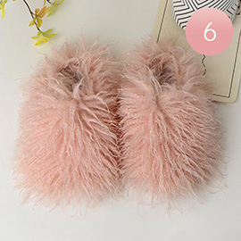 6Pairs - Fluffy Curly Fleece Faux Fur Indoor Floor Slippers