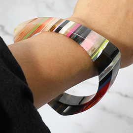 Bold Striped Resin Triangle Bangle Bracelet