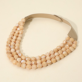 Faceted Beaded Triple Layered Magnetic Collar Necklace