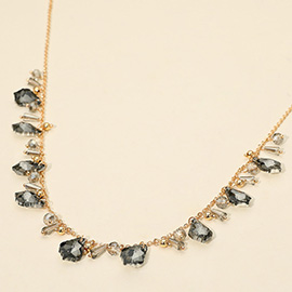 Faceted Bead Charm Station Necklace