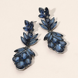 Glass Crystal Petal Drop Statement Evening Earrings
