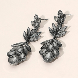 Glass Crystal Petal Drop Statement Evening Earrings