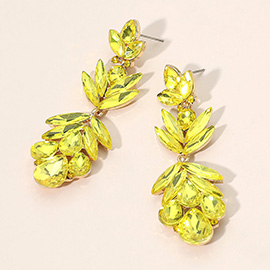 Glass Crystal Petal Drop Statement Evening Earrings