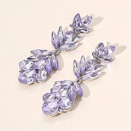 Glass Crystal Petal Drop Statement Evening Earrings