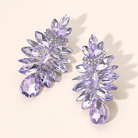 Marquise Stone Cluster Teardrop Dangle Evening Earrings