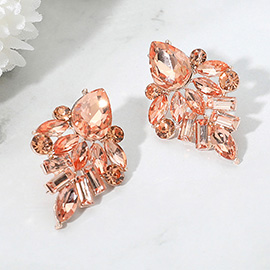 Marquise Baguette Stone Cluster Evening Earrings
