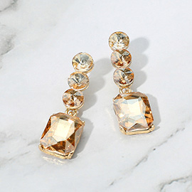 Rectangular Stone Cluster Drop Evening Earrings