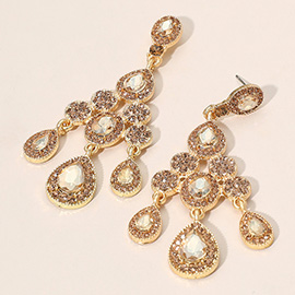 Teardrop Stone Cluster Chandelier Drop Evening Earrings