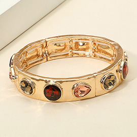 Teardrop Oval Round Stone Embellished Stretch Bracelet
