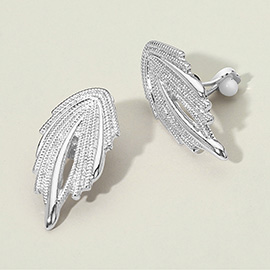 Textured Metal Abstract Clip On Earrings