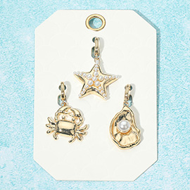 3PCS - Pearl Star Oyster Shell Crab Pendant Set