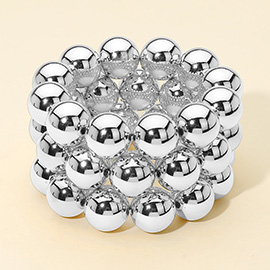 3PCS - Bold Metal Ball Beaded Stretch Multi Layered Bracelets