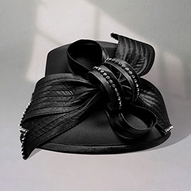 Rhinestone Bow Accent Elegant Dressy Hat