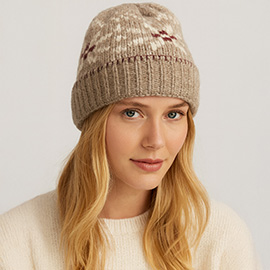 Snowflake Pattern Knit Winter Beanie Hat