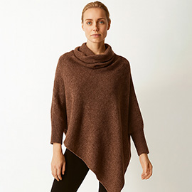 Asymmetrical Cowl Neck Lurex Poncho