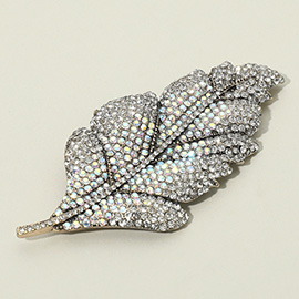 Rhinestone Paved Leaf Pin Brooch