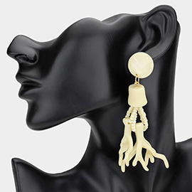 Bold Beaded Coral Drop Dangle Earrings