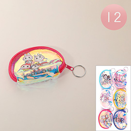 12PCS - Monster Bunny Characters Printed Coin Purses Keychains