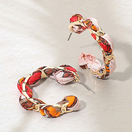 Boho Braided Scarf Fabric Hoop Earrings