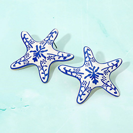Ocean Inspired Print Bold Starfish Earrings