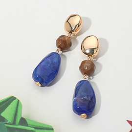 Marbled Resin Pebble Drop Earrings