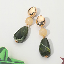 Marbled Resin Pebble Drop Earrings