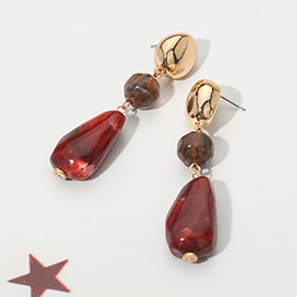 Marbled Resin Pebble Drop Earrings