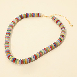 Flat Resin Disc Beaded Necklace