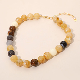 Marbled Round Beaded Necklace