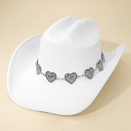 Western Heart Concho Band Cowboy Fedora Hat