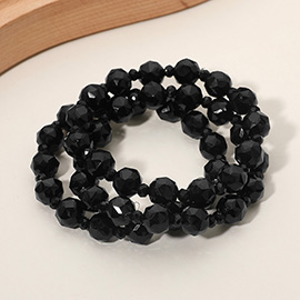 3PCS - Faceted Beaded Stretch Multi Layered Bracelets