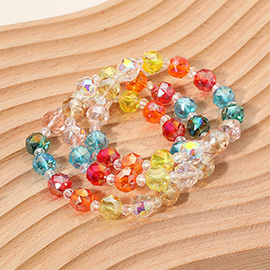 3PCS - Faceted Beaded Stretch Multi Layered Bracelets
