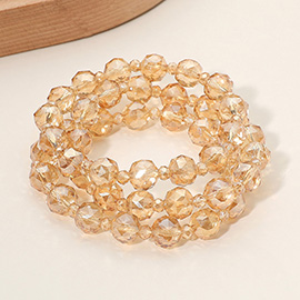3PCS - Faceted Beaded Stretch Multi Layered Bracelets