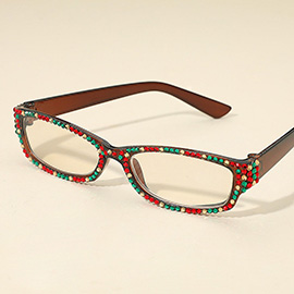 Christmas Crystal Pave Rectangular Reading Glasses
