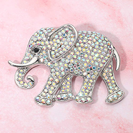 Rhinestone Embellished Elephant Pin Brooch