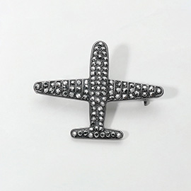 Rhinestone Embellished Airplane Pin Brooch