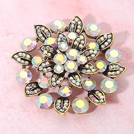 Rhinestone Embellished Elegant Floral Pin Brooch