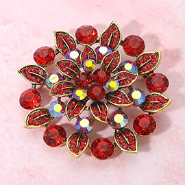 Rhinestone Embellished Elegant Floral Pin Brooch