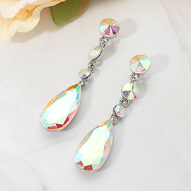 Elegant Multi Faceted Crystal Dangle Statement Earrings