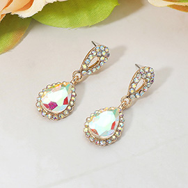 Iridescent Teardrop Crystal Dangle Earrings