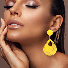 Bold Resin Teardrop Cutout Dangle Earrings