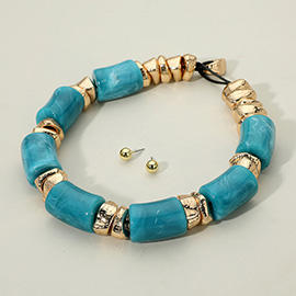 Chunky Marbled Resin Beaded Statement Necklace