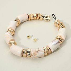 Chunky Marbled Resin Beaded Statement Necklace