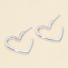 White Gold Dipped Heart Hoop Earrings