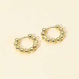 14K Gold Dipped Beaded Hoop Earrings