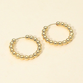 14K Gold Dipped Beaded Hoop Earrings