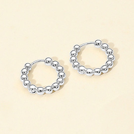 White Gold Dipped Beaded Hoop Earrings